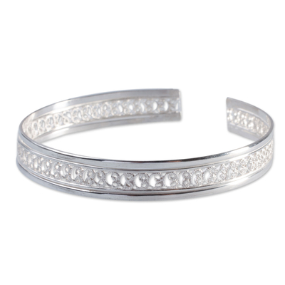 Fair Trade Sterling Silver Filigree Cuff Bracelet