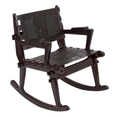 Tornillo wood and leather rocking chair