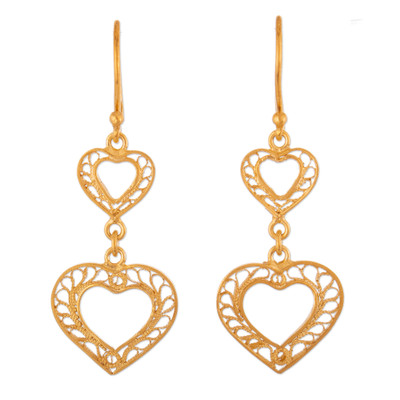 Hand Made Peruvian Gold Vermeil Filigree Earrings