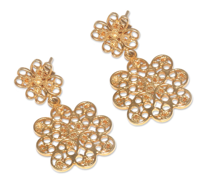 Artisan Crafted Gold Vermeil Filigree Dangle Earrings