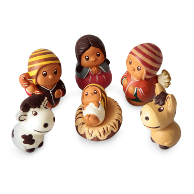 Handcrafted 7 Piece Nativity Scene Set Ceramic Sculptures