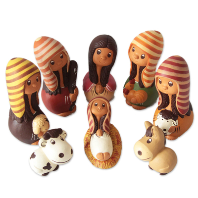 Ceramic nativity scene (Set of 9)