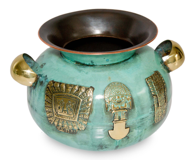 Decorative Copper and Bronze Vase from Peru