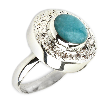 Fair Trade Sterling Silver and Amazonite Cocktail Ring