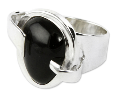 Handmade Obsidian Cocktail Ring