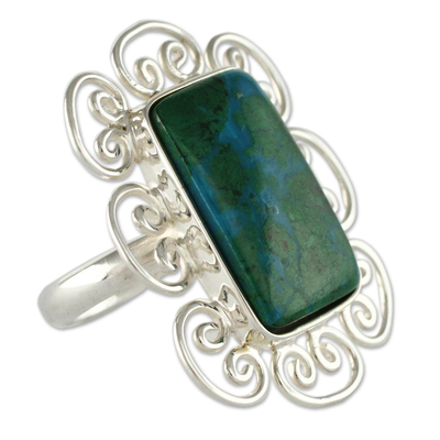 Artisan Crafted Chrysocolla and Sterling Silver Ring