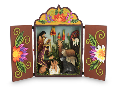 Artisan Crafted Peruvian Retablo Nativity Scene
