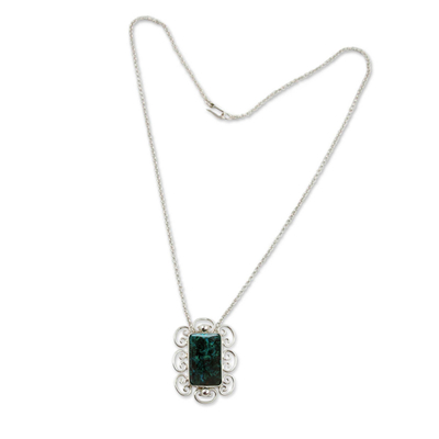 Handmade Chrysocolla Necklace with Sterling Silver
