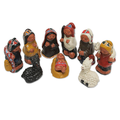 Andean 10-Piece Ceramic Nativity Scene Set