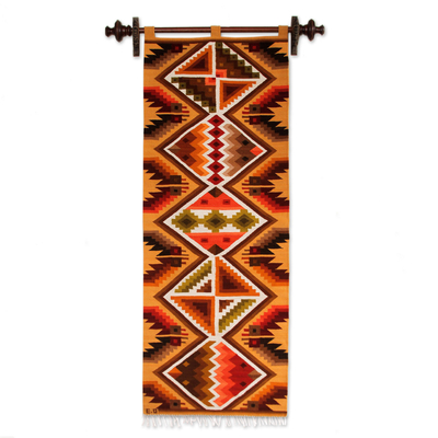 Geometric Handwoven Inca Wool Tapestry