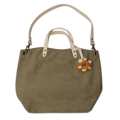 Fair Trade Cotton With Leather Accent Shoulder Bag