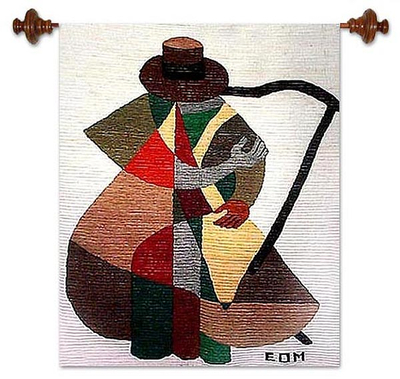 Cubist Tapestry Wall Hanging Hand Loomed in Peru