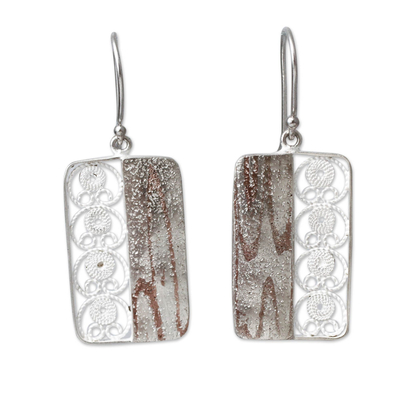 Handmade Andean Sterling Silver Filigree Hook Earrings