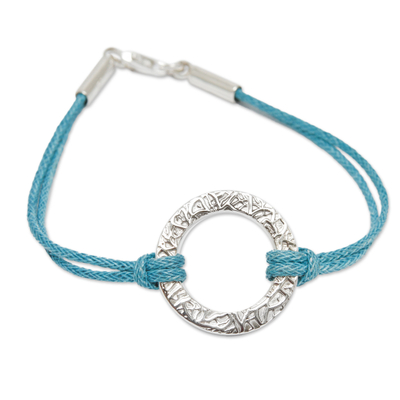 Sterling Silver Artisan Crafted Andean Blue Cord Bracelet