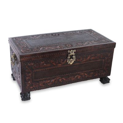 Bird Theme Andean Tooled Leather Hardwood Hope Chest