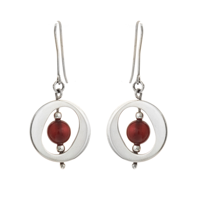 Contemporary Free Trade Silver and Carnelian Earrings