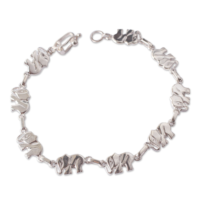 Sterling Silver Bracelet with Elephant Links