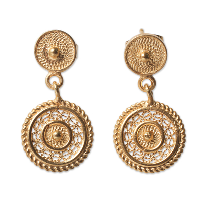 Classic Andean Filigree Gold Plated Earrings