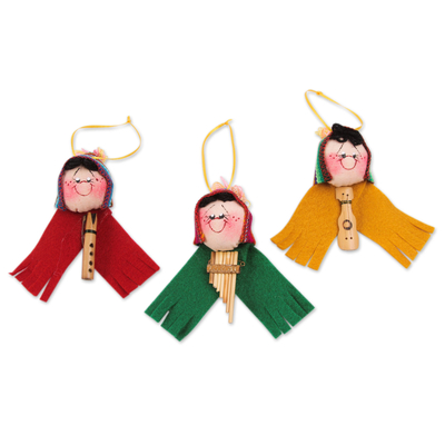 Cute Andean Musicians Hand Crafted Ornaments (Set of 3)