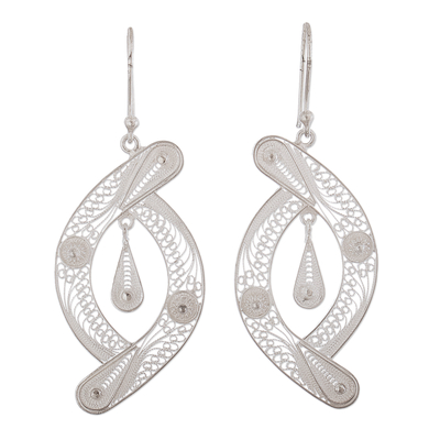 Peruvian Filigree Jewelry Sterling Silver Hook Earrings