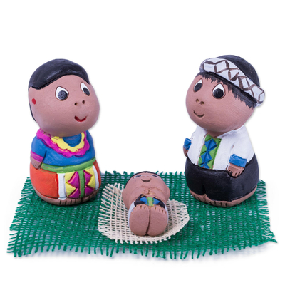 Hand Crafted 3-Piece Shipibo Ceramic Nativity Scene