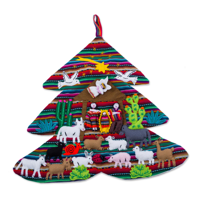 Handcrafted Andean Christmas Tree Applique Wall Hanging