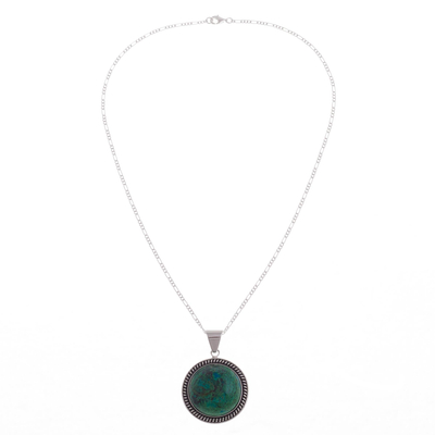 Andean Chrysocolla Sterling Silver Pendant Necklace