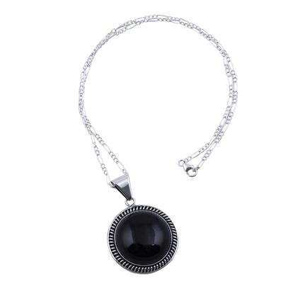 Sterling Silver Pendant Necklace with Andean Obsidian