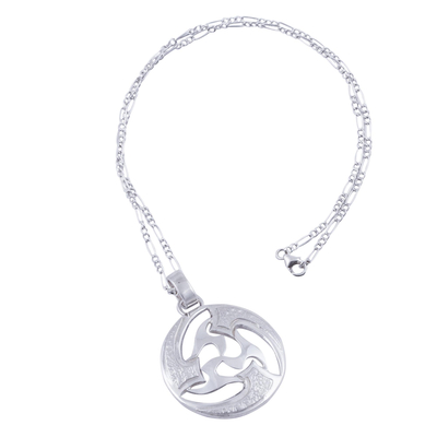 Modern Abstract Andean Silver Pendant Necklace