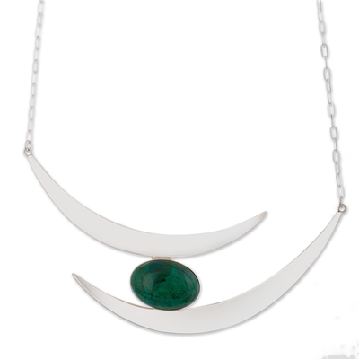 Silver and Chrysocolla Statement Necklace from Peru