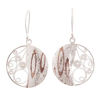Sterling Silver and Copper Dangle Earrings from Peru