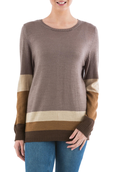 Brown Striped Pullover Sweater from Peru