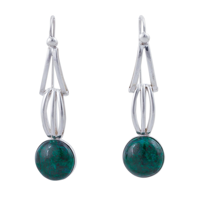 Chrysocolla and Sterling Silver Dangle Earrings from Peru