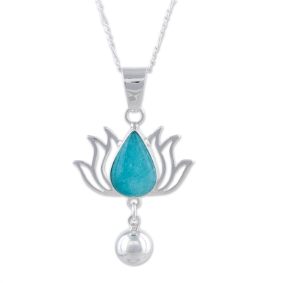 Amazonite and Sterling Silver Flower Necklace from Peru