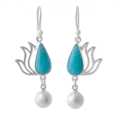 Amazonite and Sterling Silver Dangle Earrings from Peru