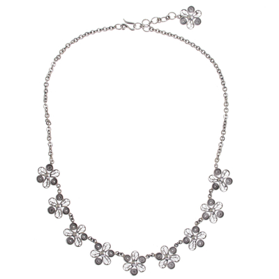Hand Crafted Silver Necklace with Peruvian Filigree Flowers