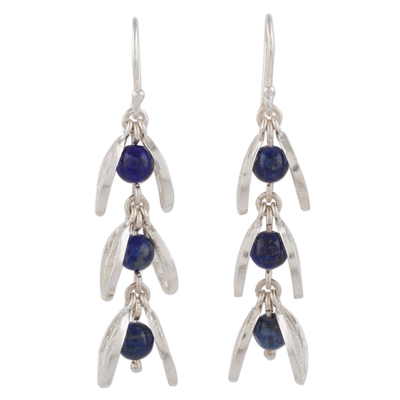 Lapis Lazuli Filigree Dangle Earrings from Peru