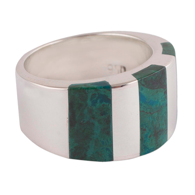 Modern Handcrafted Andean Silver Chrysocolla Ring