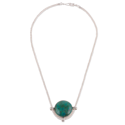 Andean Chrysocolla and Sterling Silver Pendant Necklace