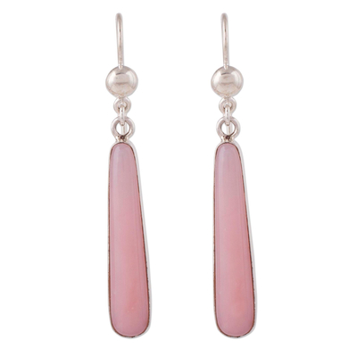 Andean Silver Handcrafted Earrings with Natural Pink Opal