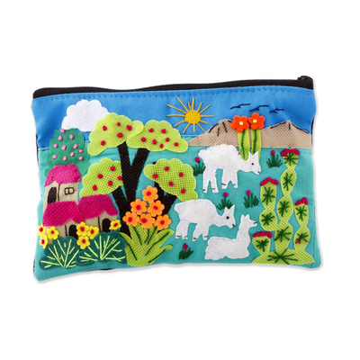 Patchwork Fair Trade Cosmetic Case with Peruvian Landscape