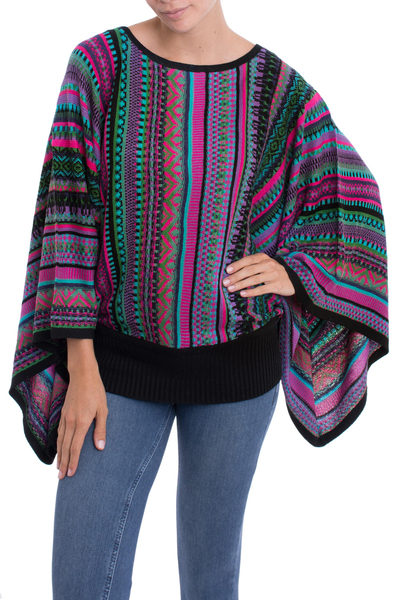Knit Multicolor Striped Pullover Sweater from Peru