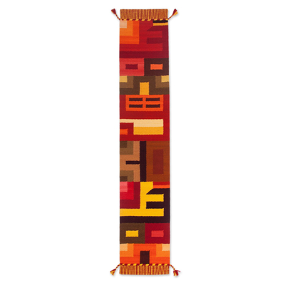 Handwoven Colorful Wool Blend Table Runner from Peru