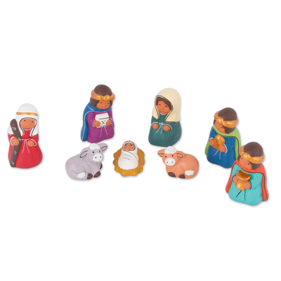 Hand-Painted Traditional Ceramic Nativity Scene from Peru