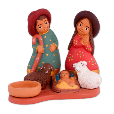 Hand-Painted Ceramic Andean Nativity Scene from Peru