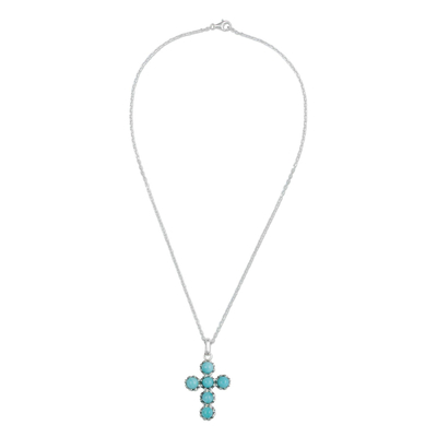 Handcrafted Sterling Silver and Amazonite Cross Necklace