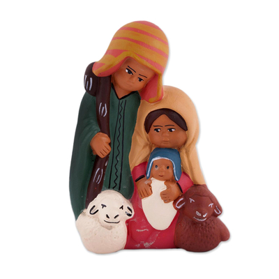 Hand-Painted Ceramic Andean Nativity Sculpture from Peru