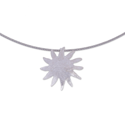 Sun-Shaped Sterling Silver Pendant Necklace from Peru