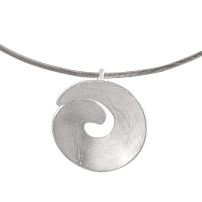 Spiral-Shaped Sterling Silver Pendant Necklace from Peru