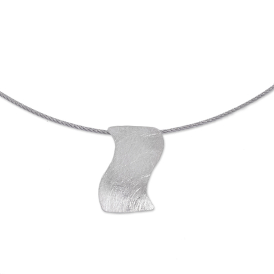 Wavy Sterling Silver Pendant Necklace from Peru